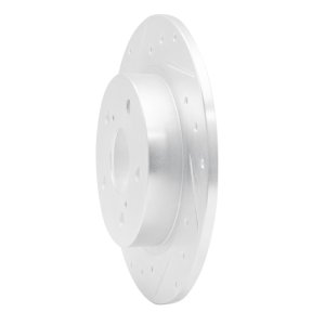 Scion tC Brake Rotor (1) - Rear Left - R1 Concepts - Drilled & Slotted - Silver - `11-`16